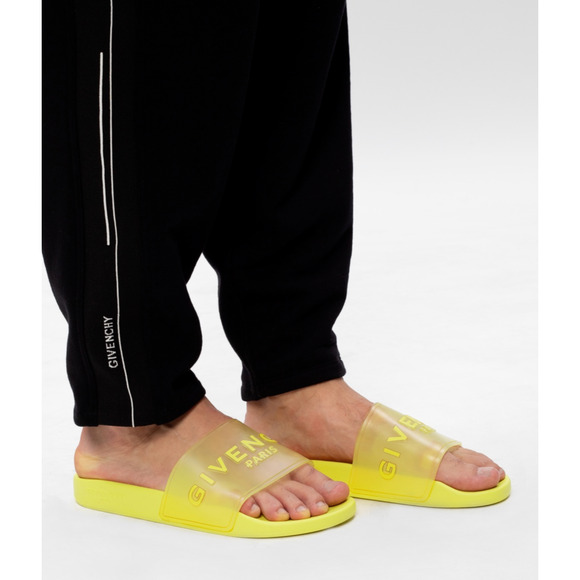 Givenchy Mens Pool Flat Fluo Neon Yellow PVC Rubber Sandal Slide Slip On 43 10 main image 4